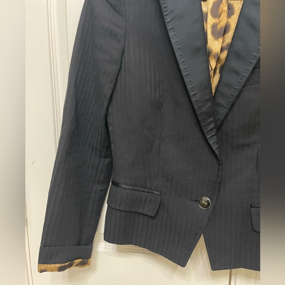 VINTAGE DOLCE & GABBANA BLACK WOMEN'S JACKET WITH LEOPARD LINING - Picture 8 of 16